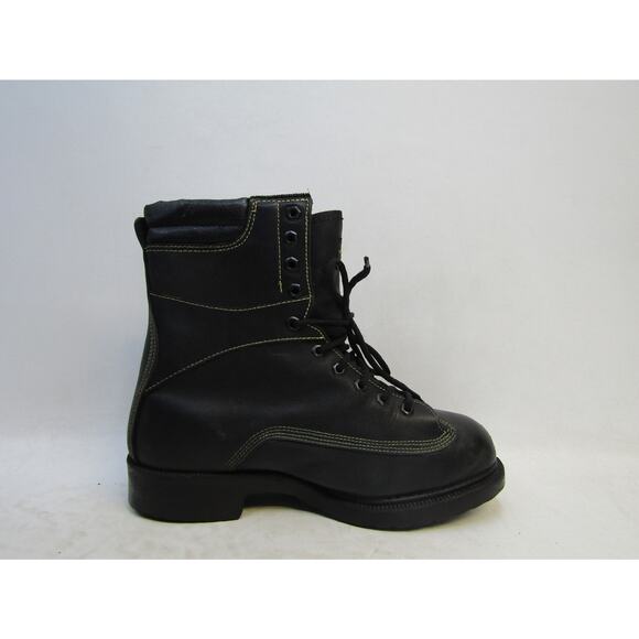 Mens Size 10 D Black Leather Lace Up Ankle Steel Toe Work Boots main image 7
